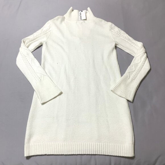 NWT Kathy Ireland Size M Women Cream Cable-Knit Sweater Dress Long Sleeves - Picture 5 of 11